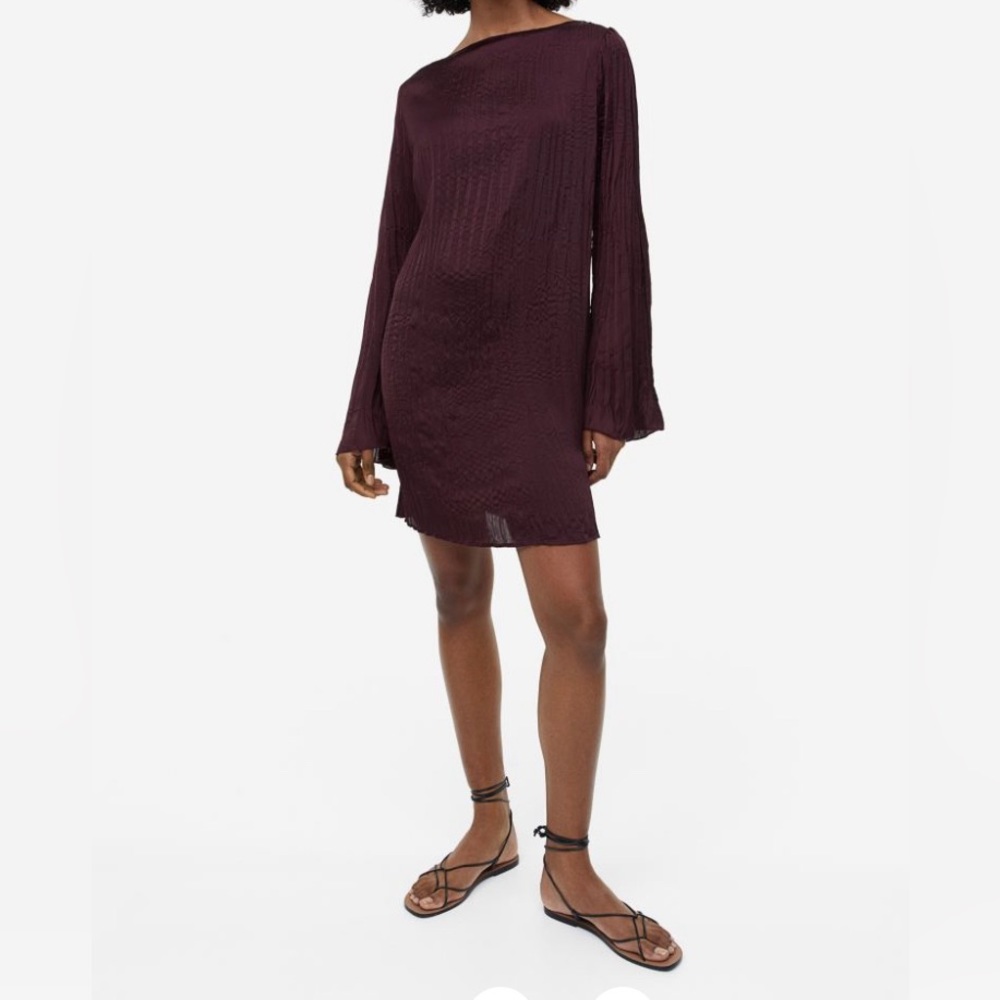 Lester satin dress (size M) - burgundy colour